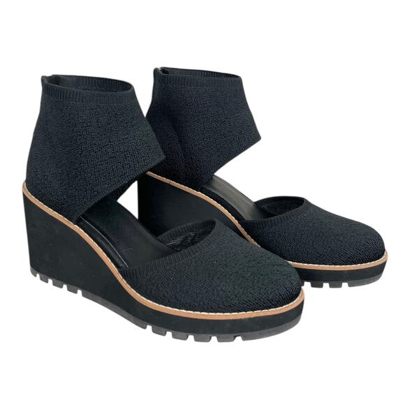 Eileen Fisher Alec Wedge Pump Shoes In Midnight Black Size 9.5 - Picture 1 of 10